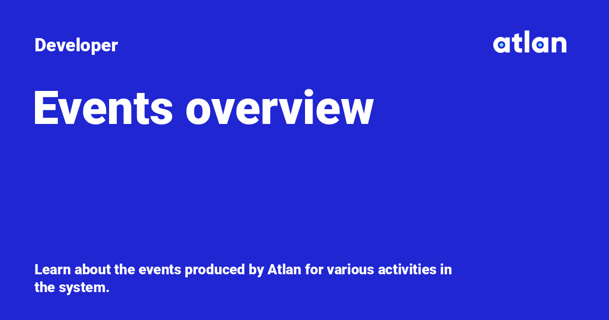 Events overview - Developer