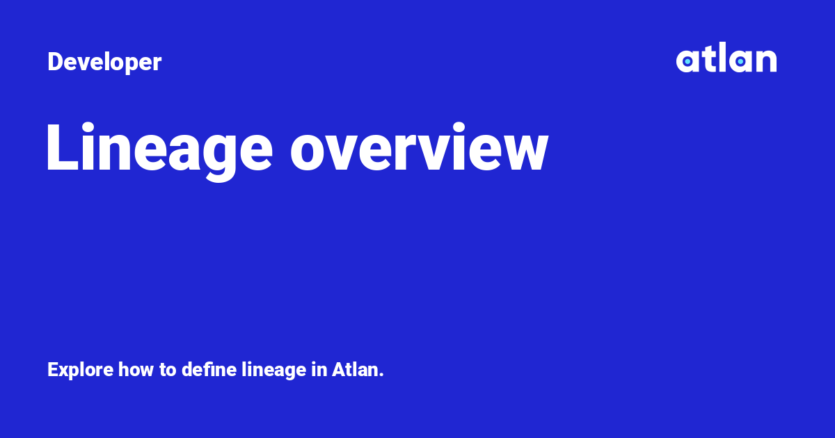 Lineage overview - Developer