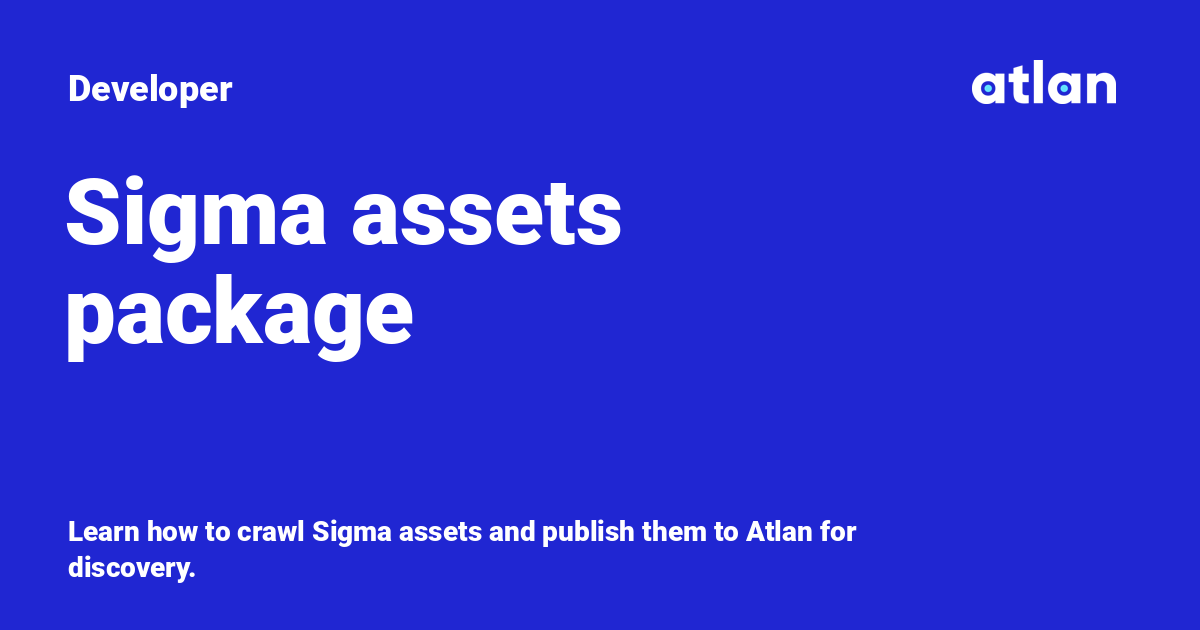 Sigma assets package - Developer